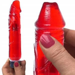 Duży Wibrator Żelowy Penis Elastyczny Mocny 22 Cm