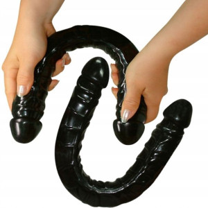Długie Czarne Dildo Duża Głowa Penisa Żylaste 43cm