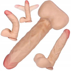 Elastyczne Duże Dildo Jądra Przyssawka Cyber Skóra