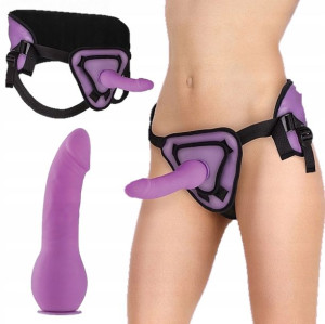 Luksusowy Fioletowy Strap On Dildo 20,5 Cm Sexy