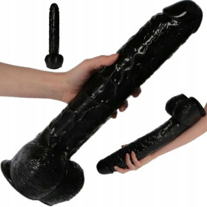 Mega Dildo Długi Penis Xxl Z Jajami 40/7 Bio Black