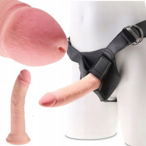 Mega Penis Dildo Lux Jak Skóra Bez Jądra Strap 8