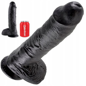 Penis Dildo Lux Jak Skóra Duże Jądra 10 Czarny