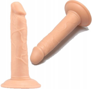 Penis Dildo Z Żyłami Przyssawką Bez Jąder 19 Cm