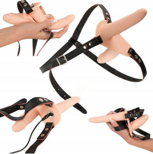 Podwójny Strap On Z Wibracjami Cielisty Uprząż Lux