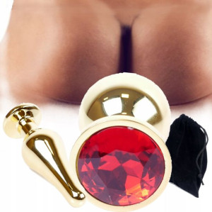 Podłużny Złoty Korek Analny Kryształy Anal Red