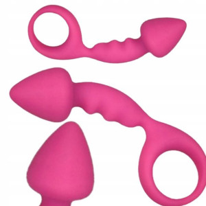 Różowy Korek Analny Dildo Analne Zagięte Plug Lux
