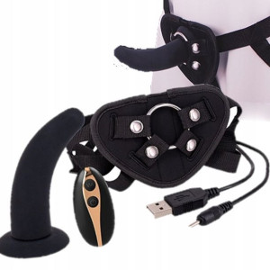 Strap On Czarna Proteza Penisa Wibrator Pilot Lux