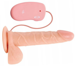 Żylasty Wibrator Jądra Przyssawka Naturalny 19 Cm