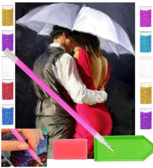 Haft diamentowy OBRAZ 40x30 duży zestaw dla dzieci PARA ZAKOCHANYCH miłosny