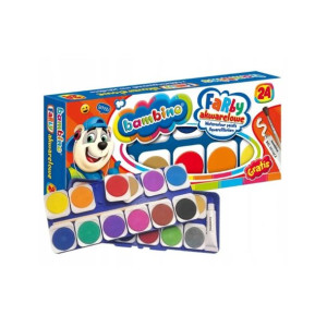 Farby Akwarelowe Wodne Akwarele 24 Kolory Bambino