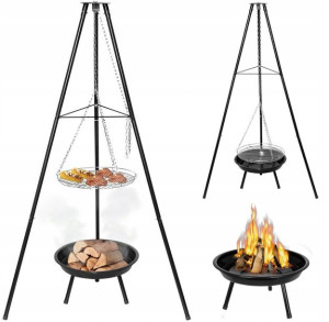Grill Ogrodowy Trójnóg Regulowany Ruszt Palenisko