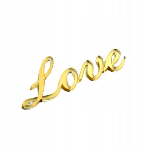Love Mały Napis Ozdoba Złote Plexi Lustrzane