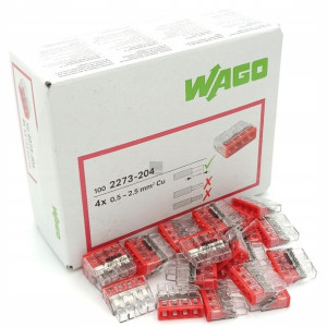 Szybkozłączka Wago Drut 4x2,5 2273-204 100 Złącze