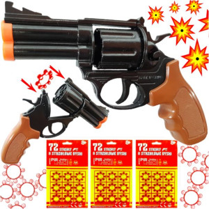 REWOLWER MAGNUM Czarny Hukowy Metalowy Pistolet Na Kapiszony + 3x Kapiszon