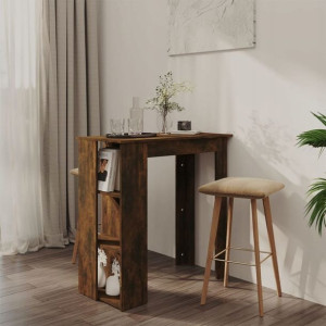 Stolik barowy z półkami, przydymiony dąb, 102x50x1