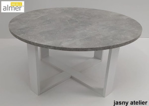 Ława Stolik Okrągły K4B beton jasny nogi białe