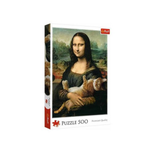Puzzle Mona Lisa I Kot Mruczek Obraz 500el Trefl