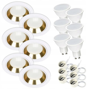 Oprawa sufitowa halogen biało złota +GU10 7W 4000K