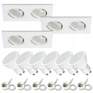 3 X Oprawa Podwójna Ruchoma Biała + Led Gu10 7w