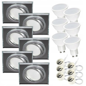 Oprawa halogenowa szklana + LED GU10 7W 4000K