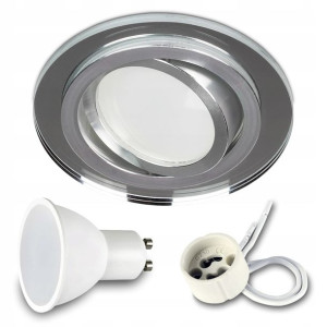 Zestaw Oprawa Szklana Okrągła Ruchoma +led Gu10 7w