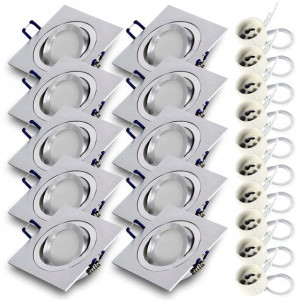 10x Oprawa halogen ODLEW ALU + LED GU10 7W 3000K