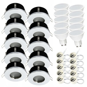 10 x Oprawa wpuszczana halogen IP44 + LED GU10 7W