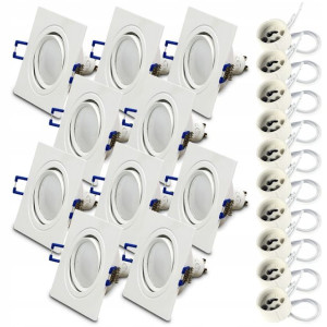 10x Oprawa halogen ODLEW BIAŁA + LED GU10 7W 3000K