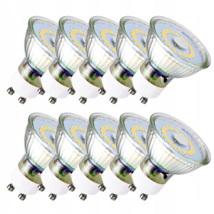 10 X Żarówka Led Gu10 5w=40w Szkło Premium 3000k