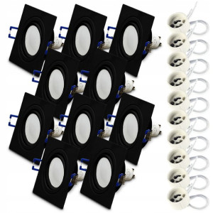 10x Oprawa halogen ODLEW CZARNA LED GU10 7W 4000K
