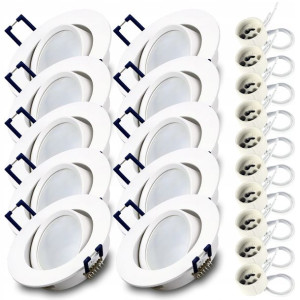 10x Oprawa halogen ODLEW BIAŁA+ LED GU10 7W 4000K
