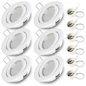 ZESTAW 6x Oprawa halogen biała + żar. LED GU10 7W