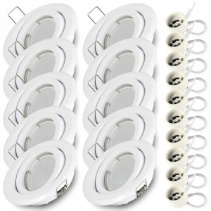 ZESTAW 10x Oprawa halogen biała + żar. LED GU10 7W