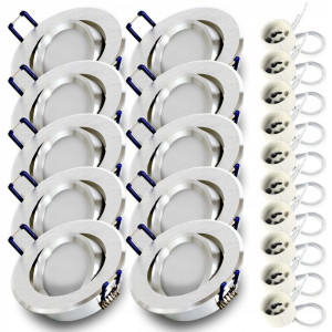 10x Oprawa halogen ODLEW ALU + LED GU10 7W 3000K