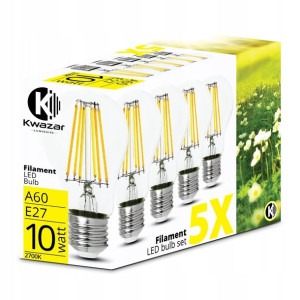5 X Żarówka Led E27 10w Filament 2700k Taniej 15%