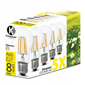 5 X Żarówka Led E27 8w Filament 2700k Taniej 15%