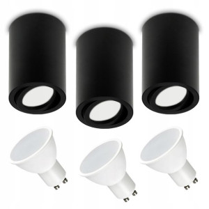 3 X Oprawa Natynkowa Tuba Halog + Żar. Led Gu10 7w