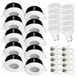 10 x Oprawa wpuszczana halogen IP44 + LED GU10 7W