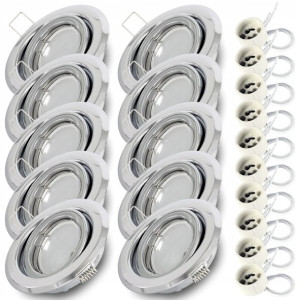 ZESTAW 10x Oprawa halogen CHROM + żar. LED GU10 7W
