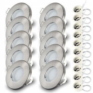 10 x Oprawa wpust halogen IP44 + LED GU10 7W 4000K