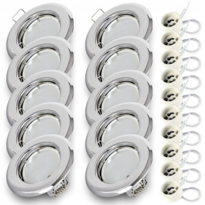 10x Oprawa OCZKO LED CHROM+ żar LED GU10 7W 4000K