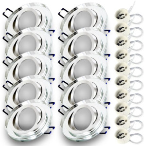 10 X Oprawa Szklana Okrągła Ruchoma Led Gu10 7w