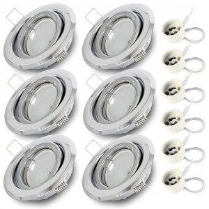 ZESTAW 6x Oprawa halogen CHROM + żar. LED GU10 7W