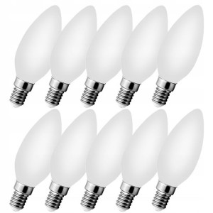 10 x Żarówka LED E14 Filament 4W ŚWIECZKA MLECZNA