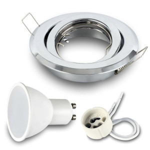 1x Oprawa halogen ruchoma CHROM + żar. LED GU10 7W