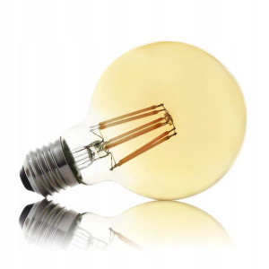 Żarówka LED E27 Filament 8W Edison śred. 8cm AMBER