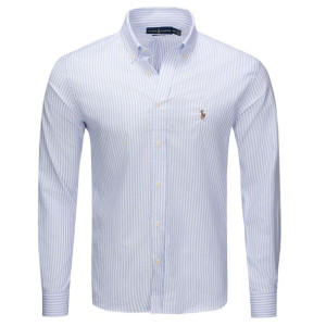 Ralph Lauren koszula paski męska gładka slim fit błękitna S