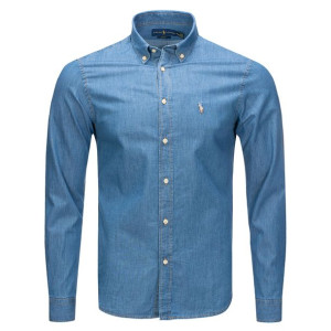 Ralph Lauren koszula jeans jeansowa męska gładka slim fit S