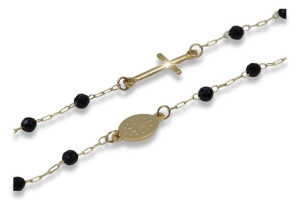 Złoty różaniec 14k 585 z onyxem Dolce Gabbana łańcuszek włoski rcc006y